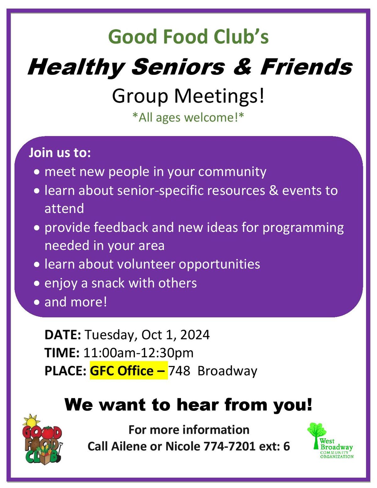 GFC Healthy Seniors & Friends Meeting