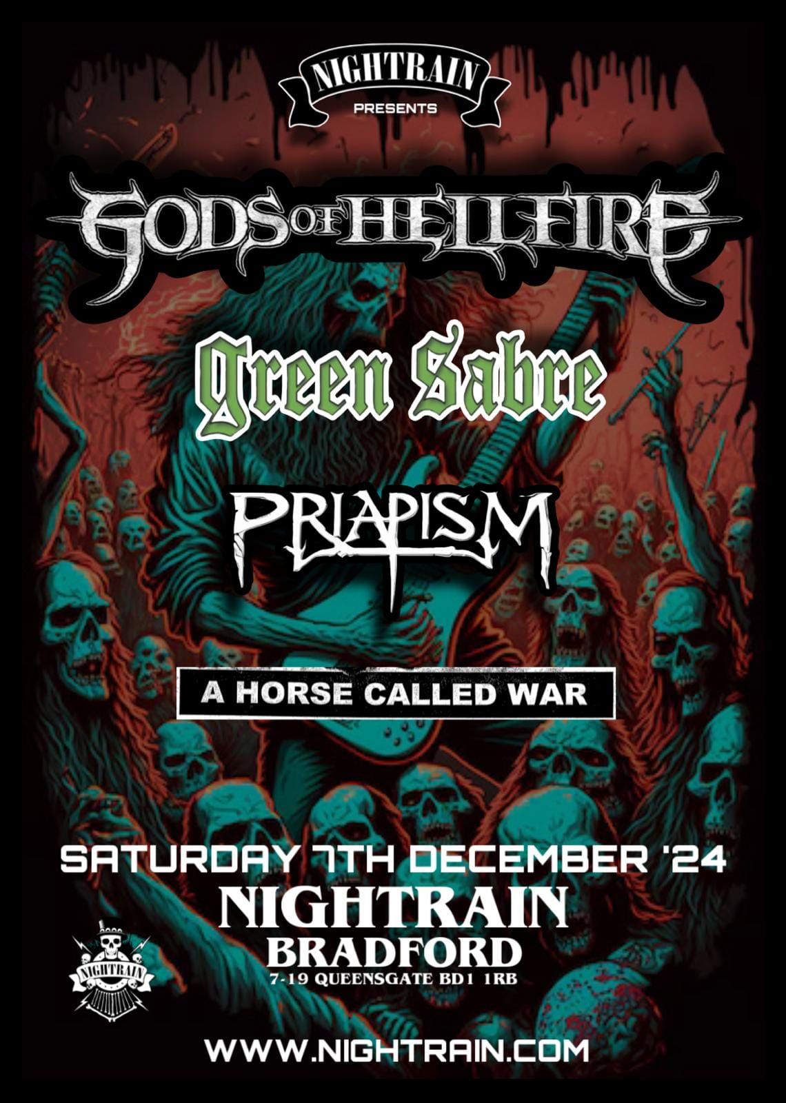 GODS OF HELLFIRE + GREEN SABRE  + PRIAPISM + A HORSE CALLED WAR