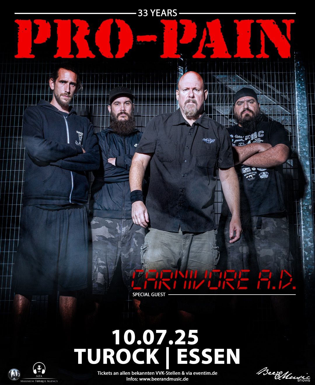 33 Jahre: PRO-PAIN & G\u00e4ste: CARNIVORE A.D. - Essen