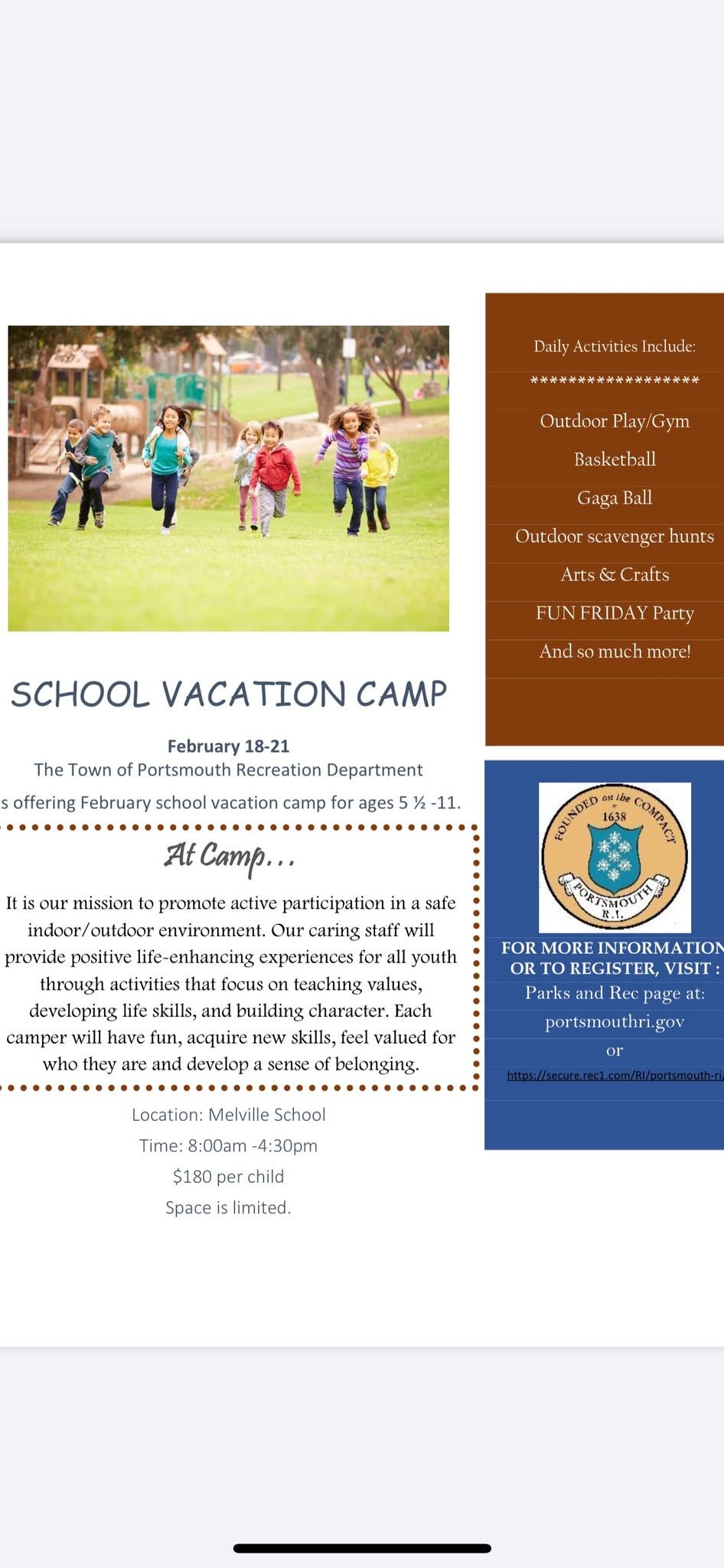 February vacation camp