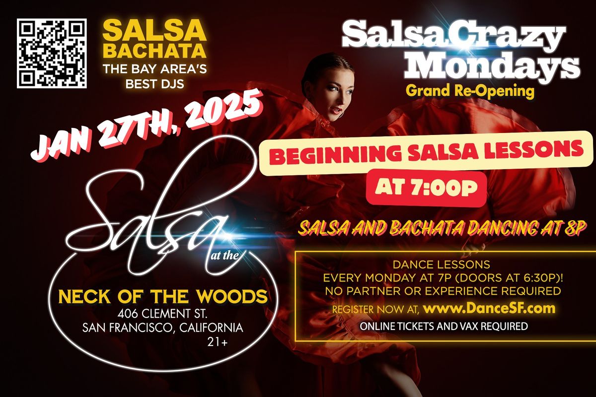 This EPIC Monday - FUN Learn to Salsa Dance Classes plus a Salsa Bachata NightClub after Lessons