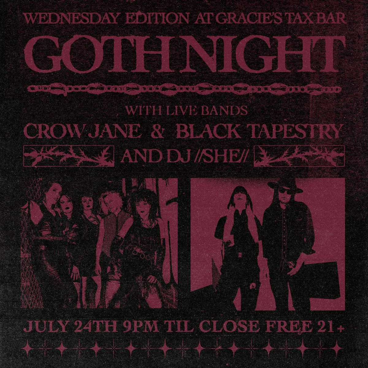 Goth Night with Live Bands! Crow Jane & Black Tapestry