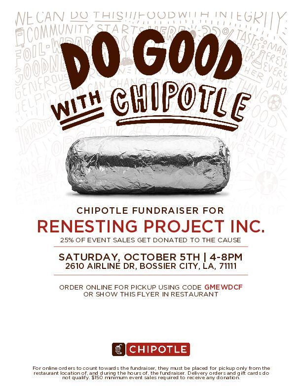 Do Good with Chipotle benefitting Renesting Project!