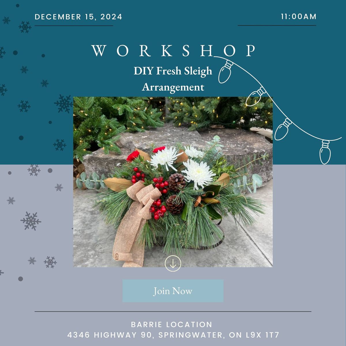 DIY Fresh Sleigh Arrangement Workshop Tickets (Barrie Location)