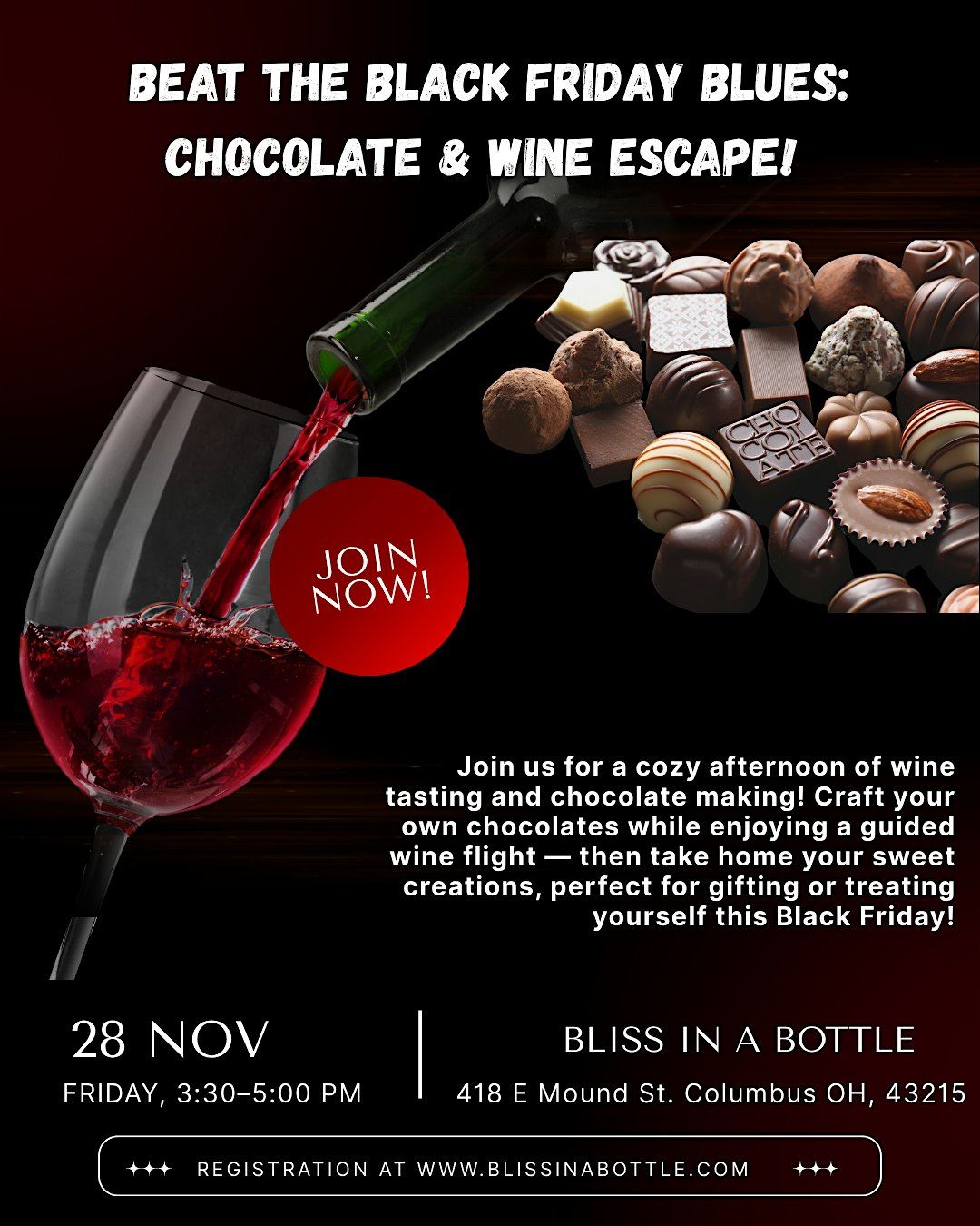 Beat the Black Friday Blues: Chocolate & Wine Tasting Class!