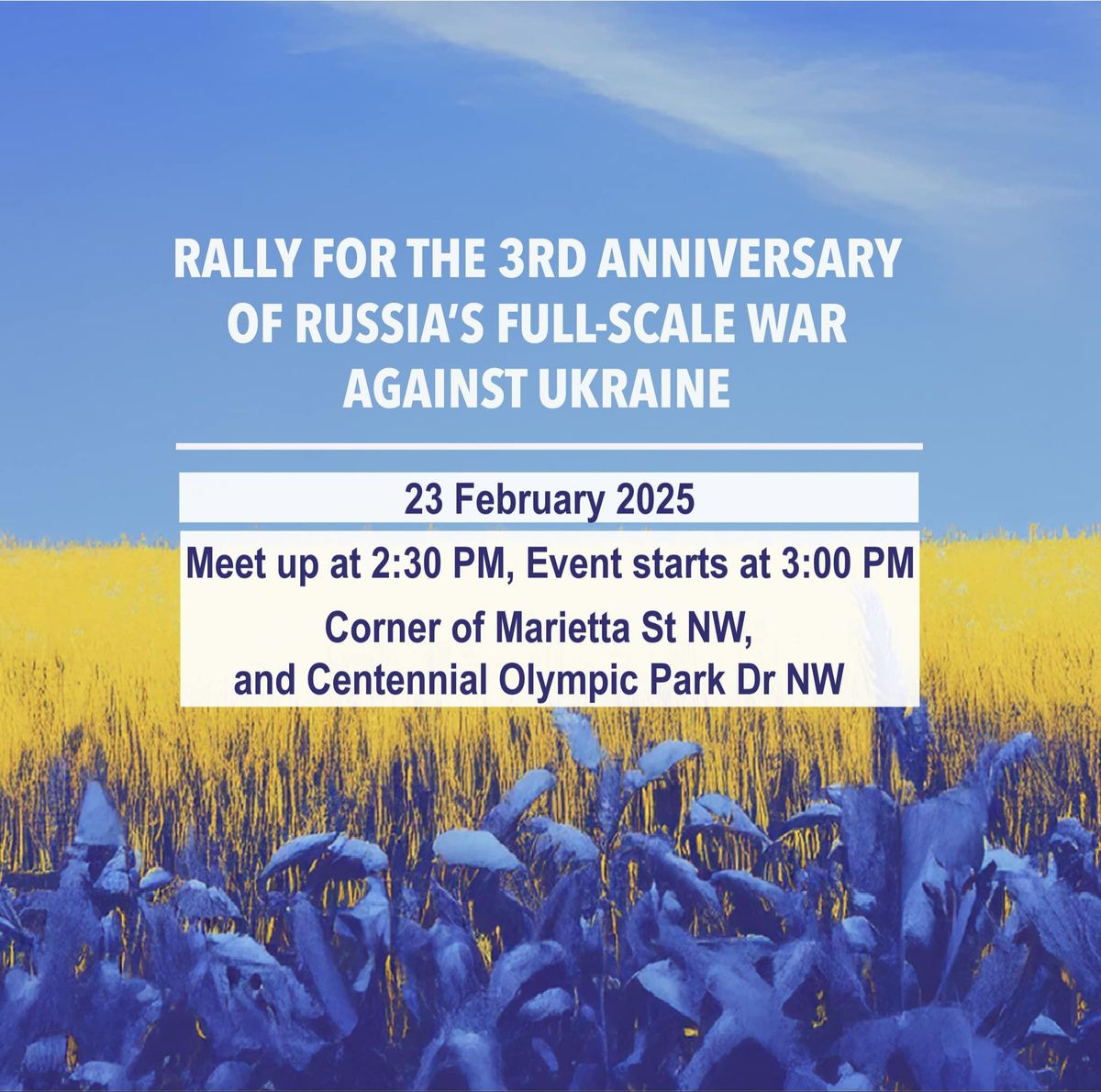 ATLANTA RALLY FOR THE 3RD ANNIVERSARY\nOF RUSSIA'S FULL-SCALE WAR\nAGAINST UKRAINE