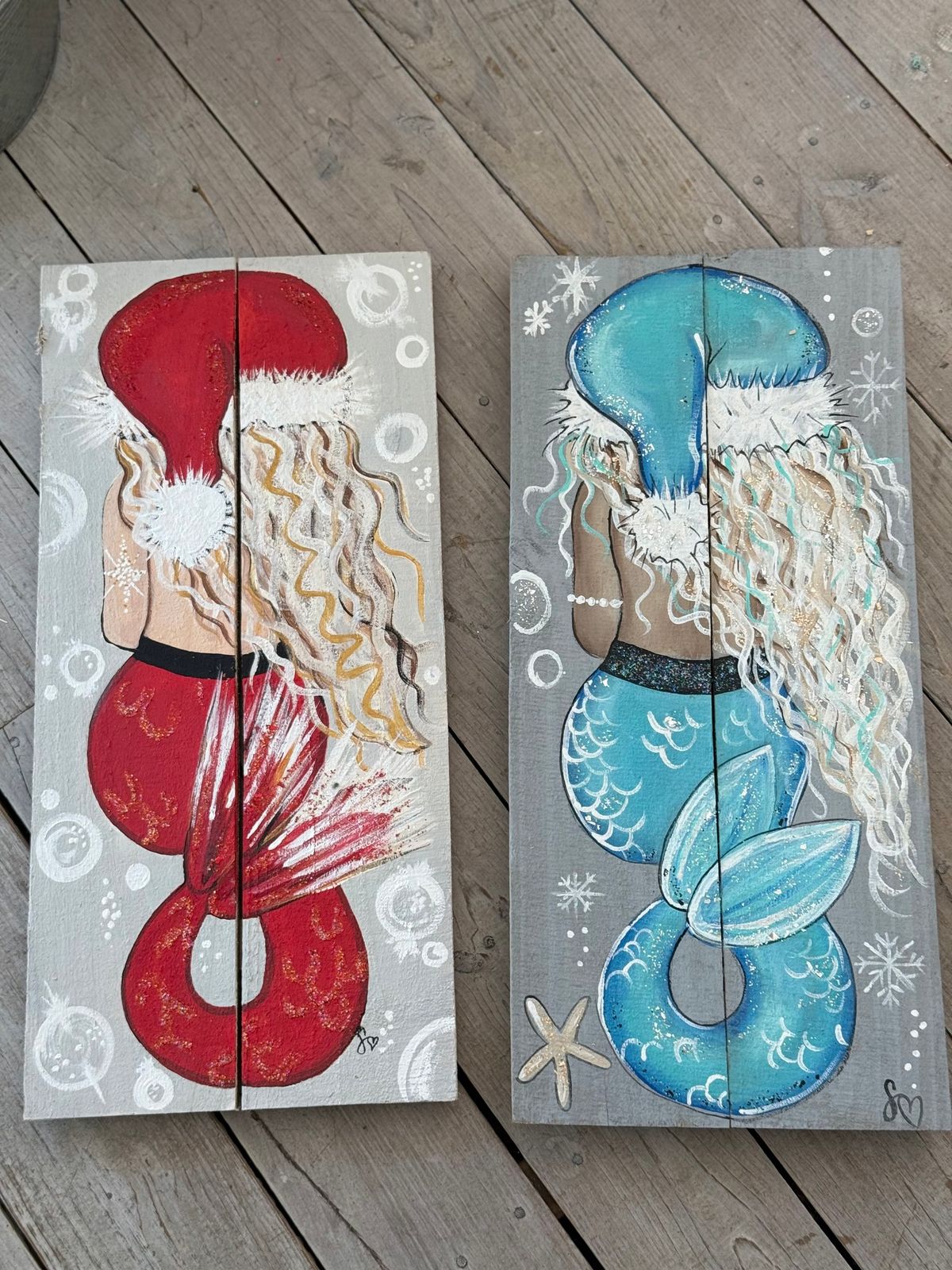 Introduction to acrylic painting Santa Mermaid theme