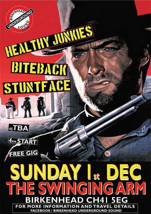 BITEBACK SUNDAY AFTERNOON GIG with healthy junkies biteback and stuntface   dj tba