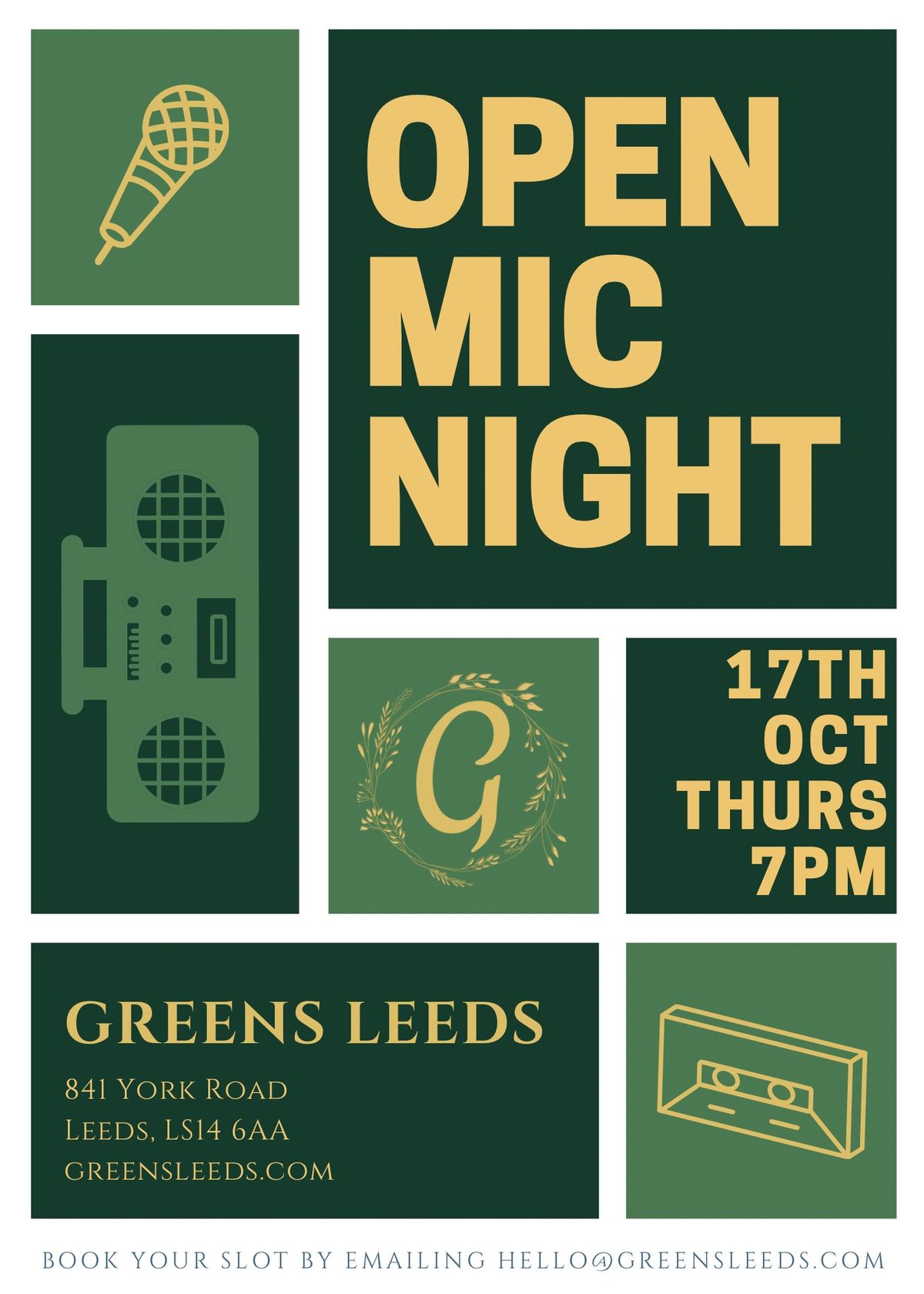 ? Open Mic Night at Greens! ?  