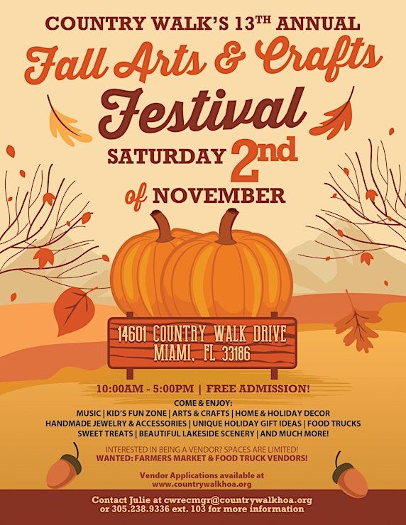 Country Walks 13th Annual Fall Arts & Crafts Festival, 14601 Country