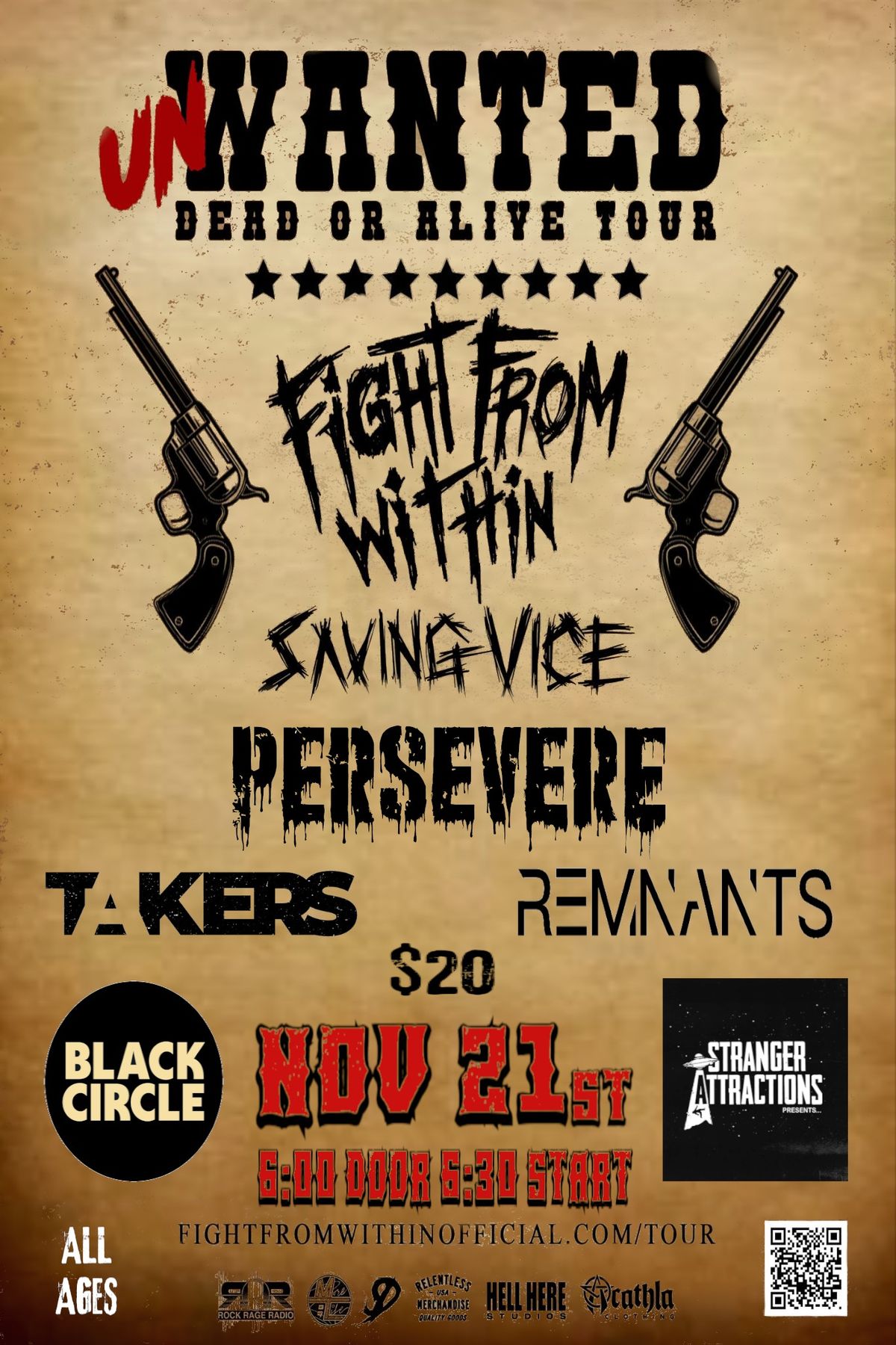 FIGHT FROM WITHIN and SAVING VICE TOUR Come To INDY with PERSEVERE\/TAKERS\/REMNANTS @Black Circle