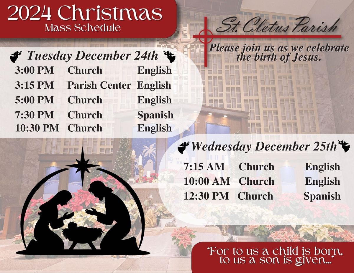 Christmas Eve and Day Mass Schedule