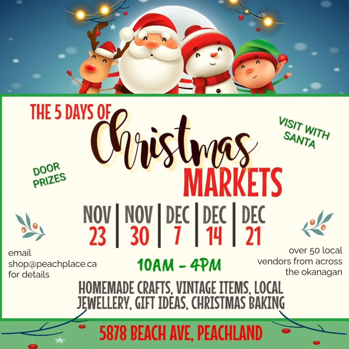 5 Days of Christmas Markets in Peachland