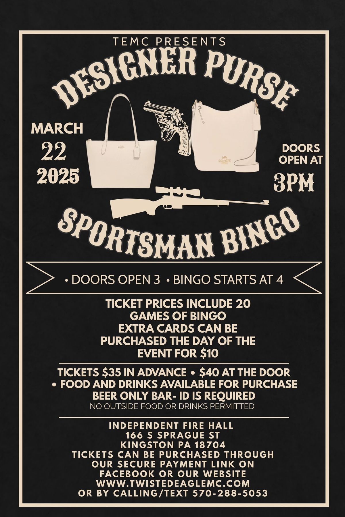 DESIGNER PURSE AND SPORTSMAN BINGO