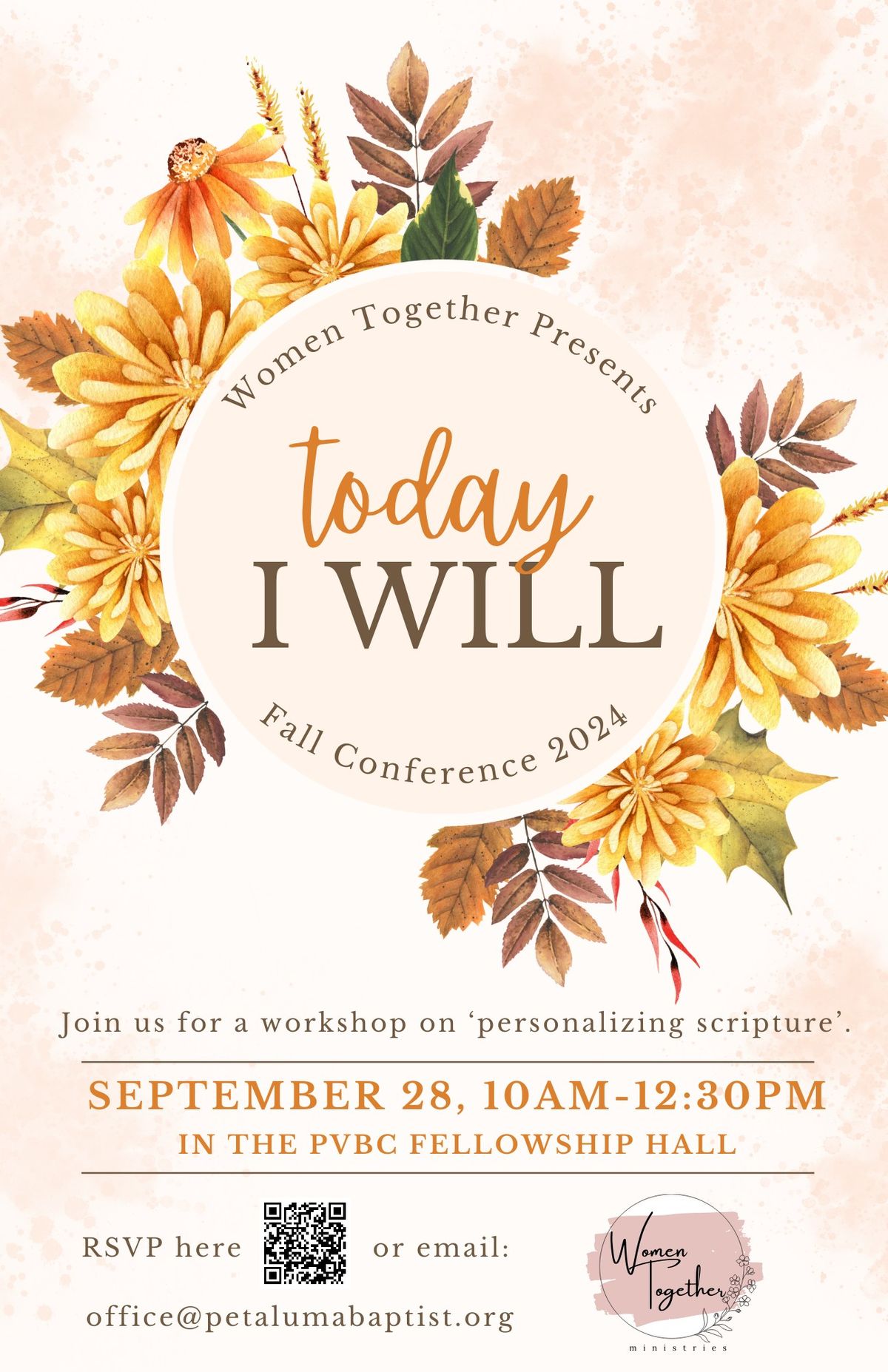 Women Together Fall Conference: Today I Will...Personalizing Scripture for a Deeper Walk With Him