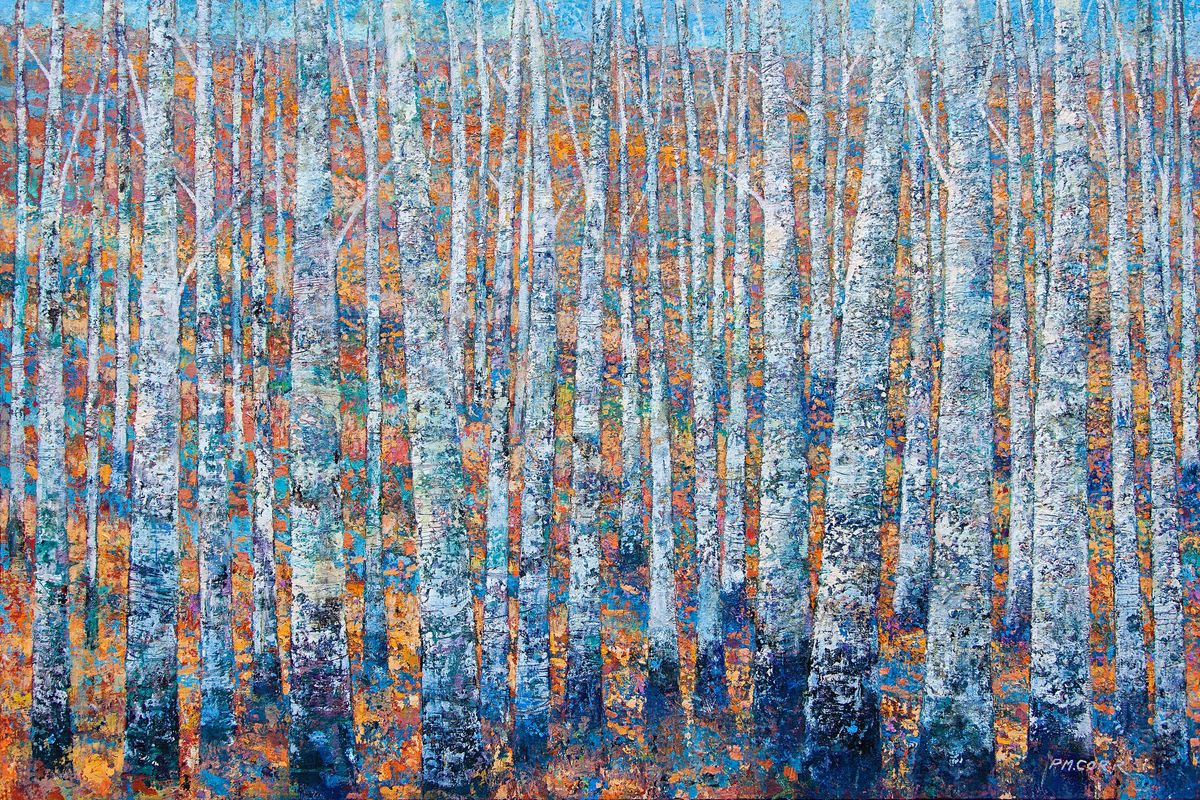 October Demo: Peter Corr. Cold wax tree painting