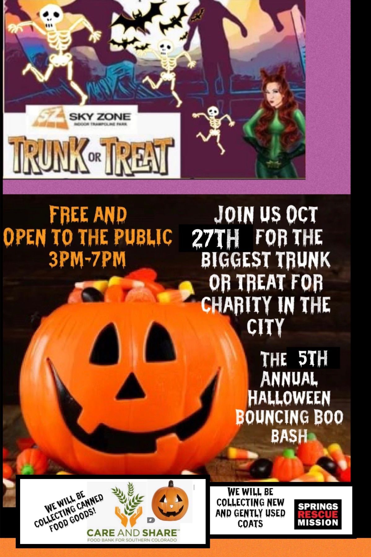 The 5th Annual Halloween Bouncing Boo Bash & Trunk Or Treat for Charity at Skyzone