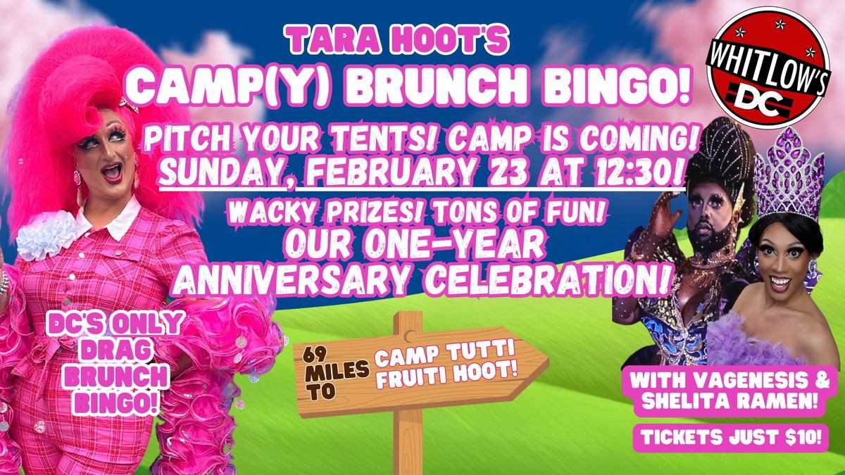 Tara Hoot's Campy Brunch Bingo at Whitlow's! Our ONE YEAR anniversary show!