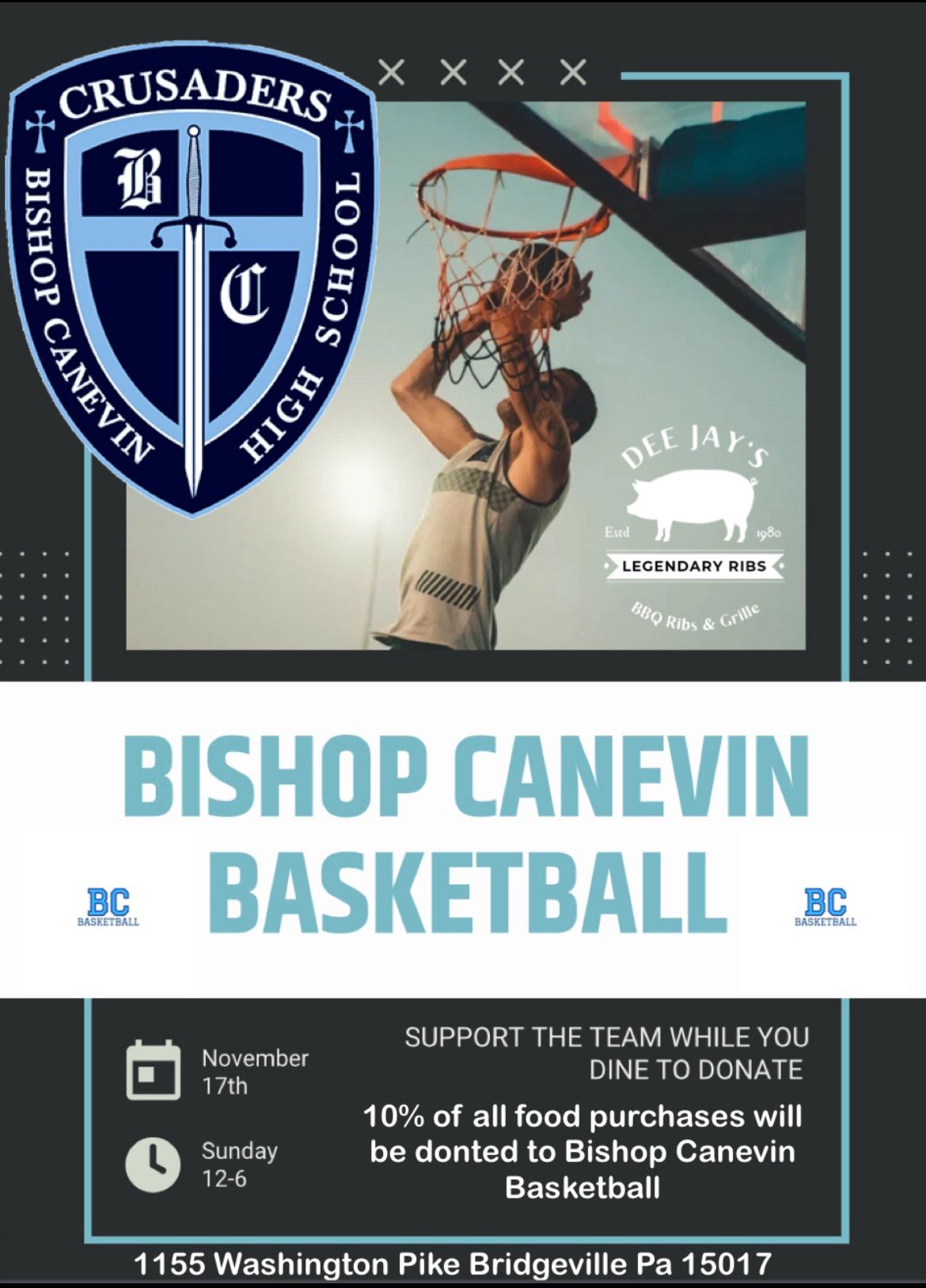 Bishop Canevin Basketball Dine to Donate