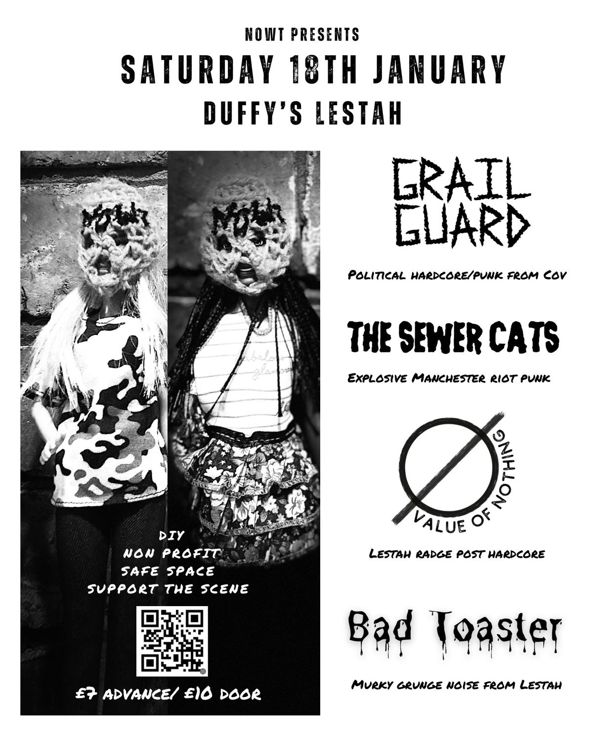 NOWT presents Grail Guard\/ Sewer Cats\/ Value of Nothing\/ Bad Toaster 