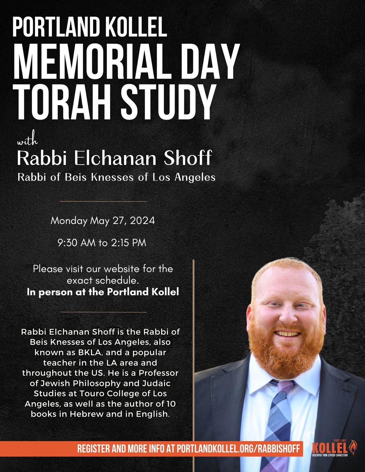 Torah Day of Study May 27 - With Rabbi Shoff