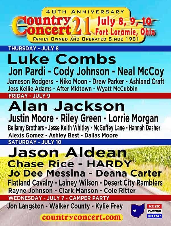Country Concert 21 Thursday  2 Platinum Tickets