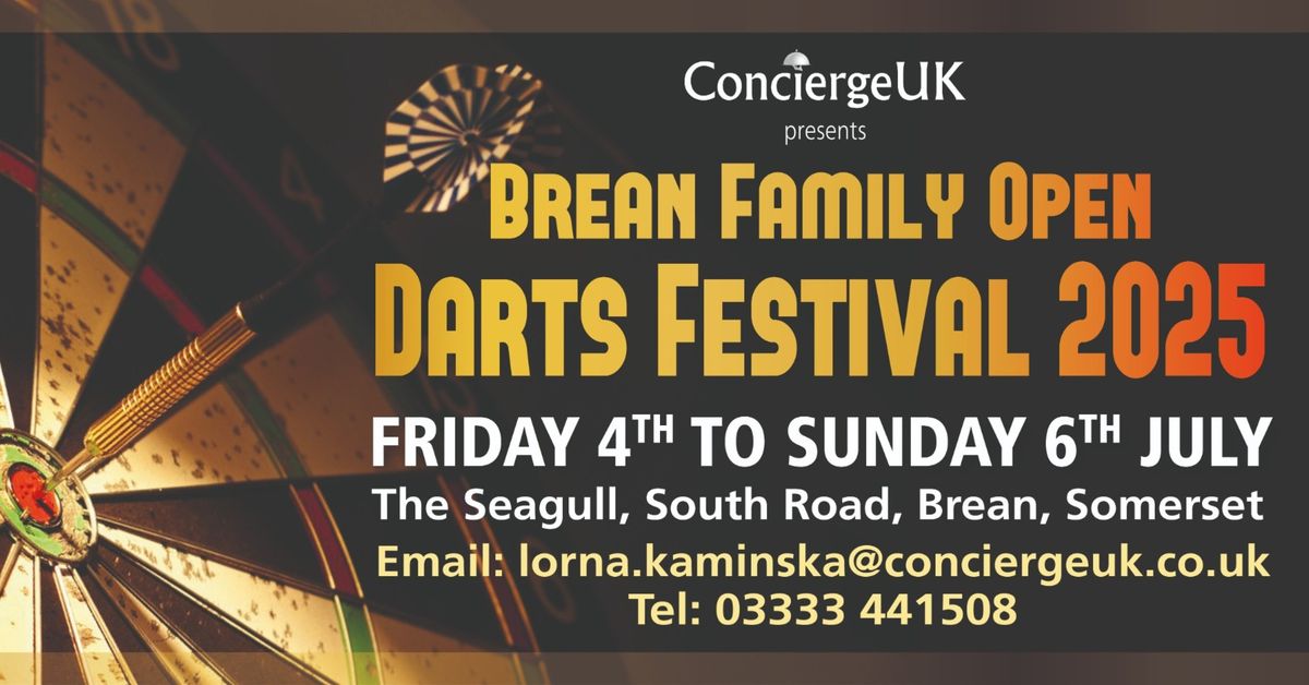 Brean Family Open Darts Festival 2025 - Guaranteed \u00a31000 for the Winner