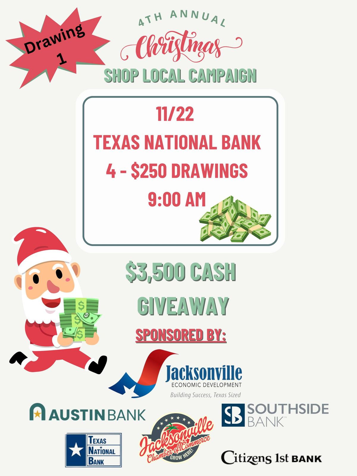 Shop Local Drawing # 1 - Texas National Bank 