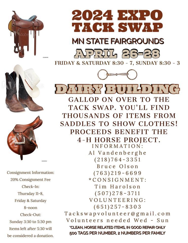 Events Tacks 2024 Horse Expo Tack Swap, Minnesota State Fairgrounds, Saint Paul, 26 ...