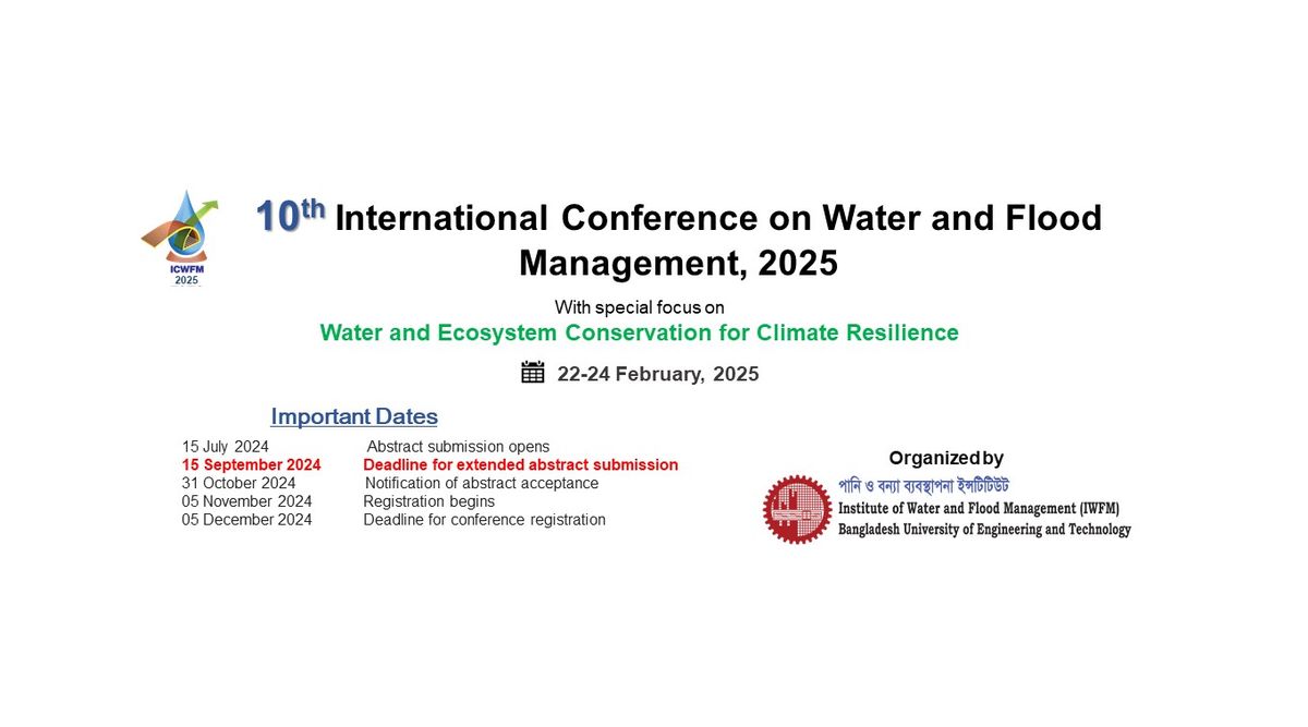 10th International Conference on Water and Flood Management, ICWFM 2025