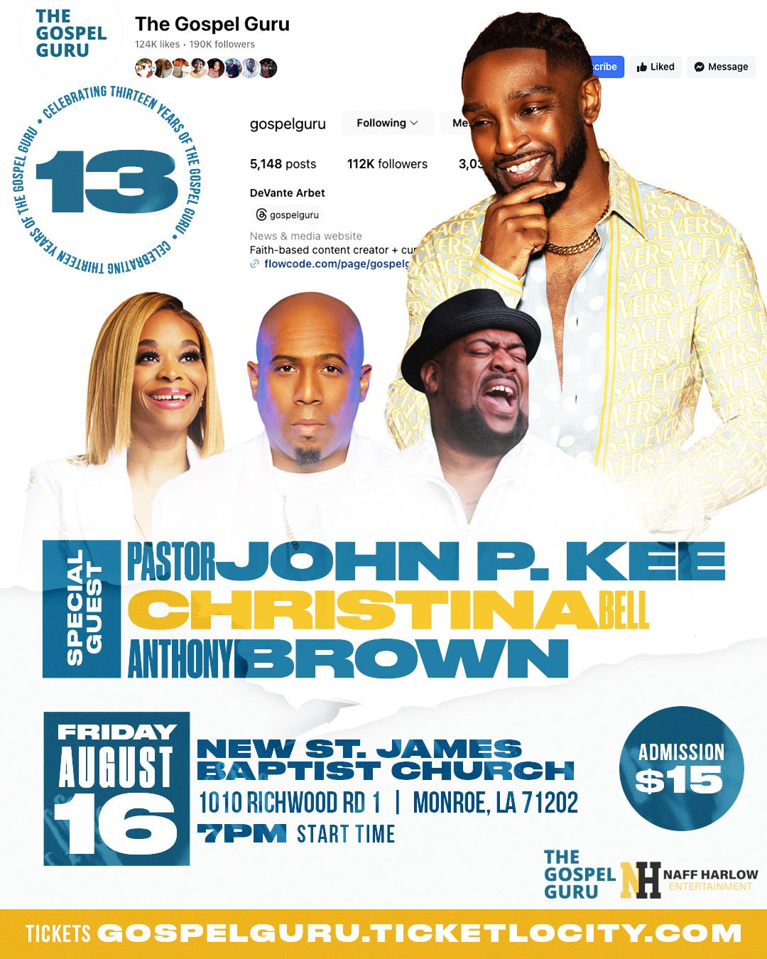 Gospel Guru 13 yr Celebration Concert feat. John P Kee & New Life, Anthony Brown and Christina Bell