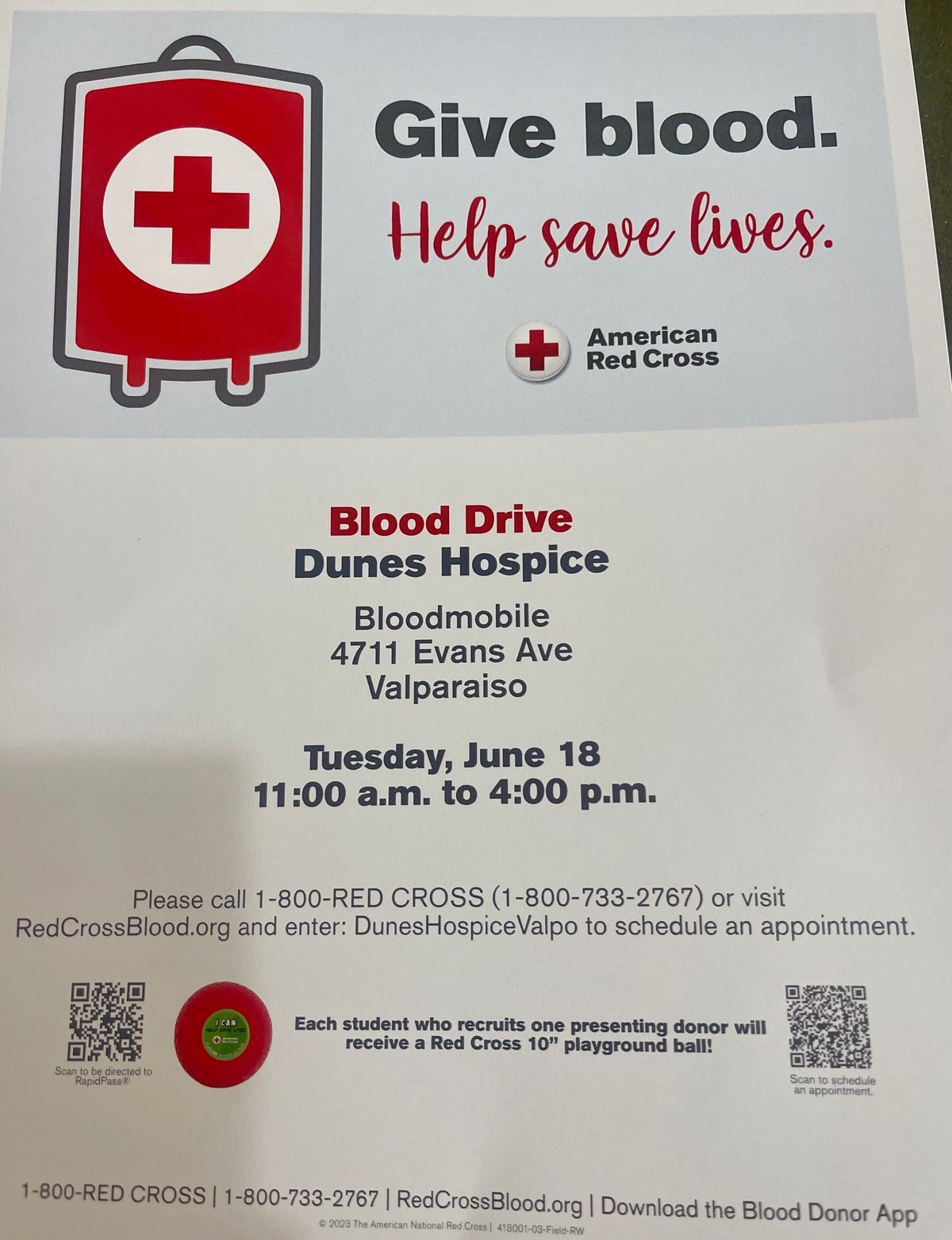 Dunes Hospice Blood Drive 