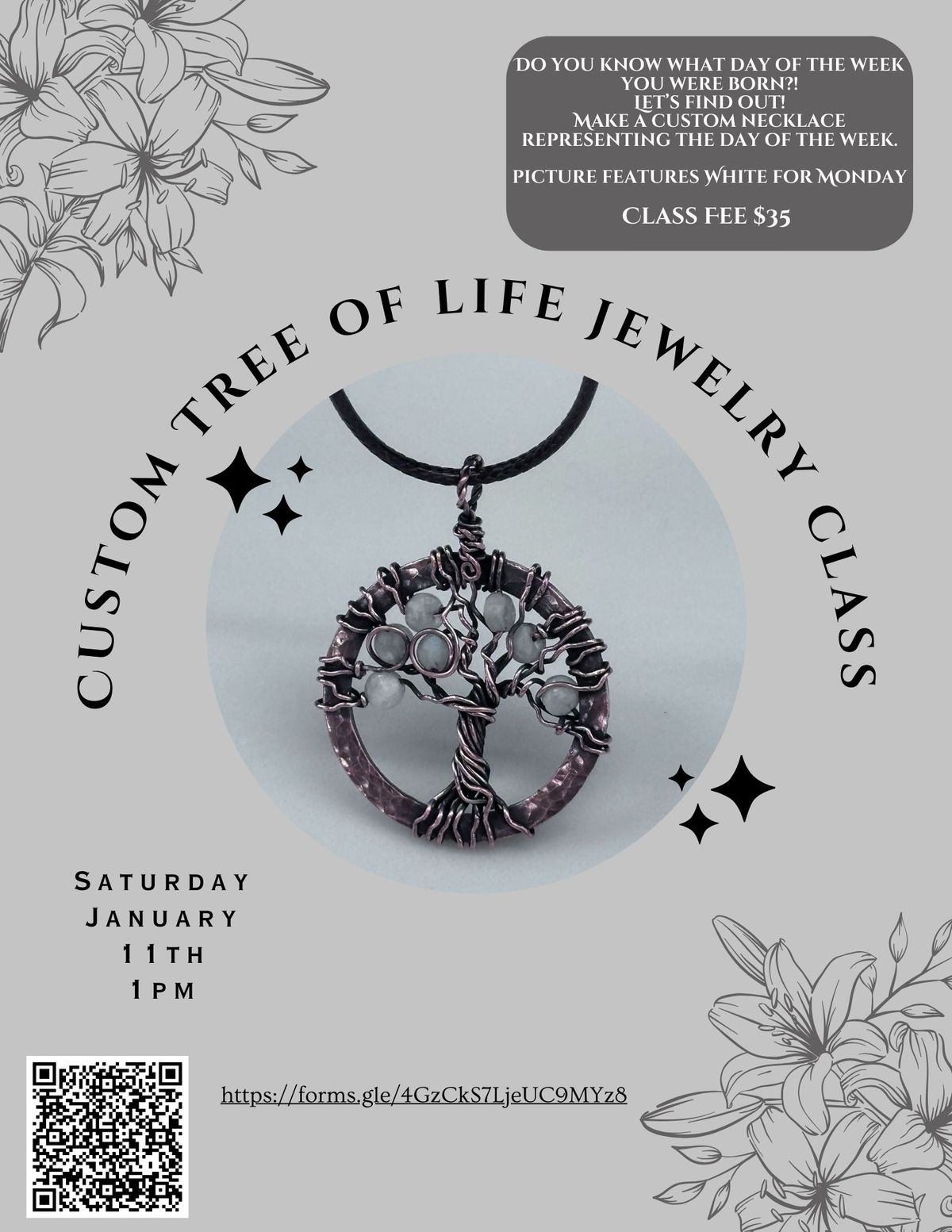 Custom Tree of Life Jewelry making class