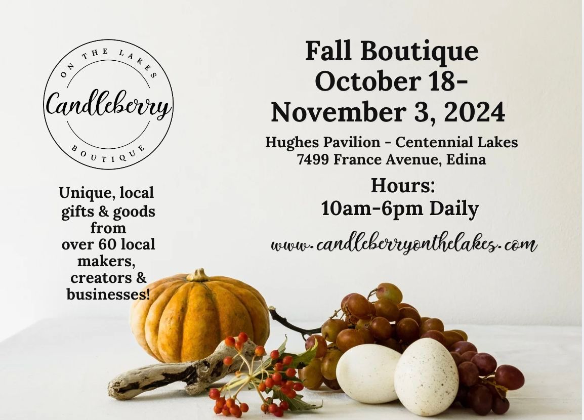 Last day to shop Candleberry on the Lakes Boutique - Fall 2024