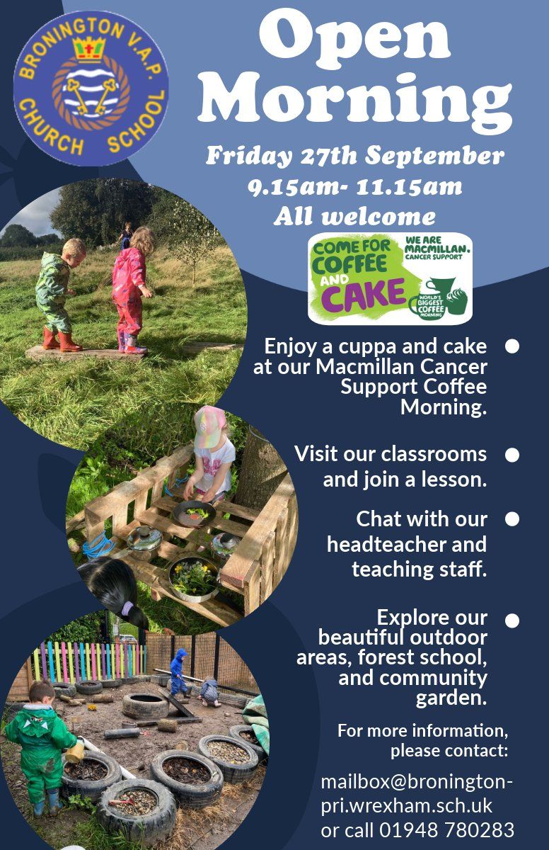 Bronington School Open Morning and Macmillan Fundraiser