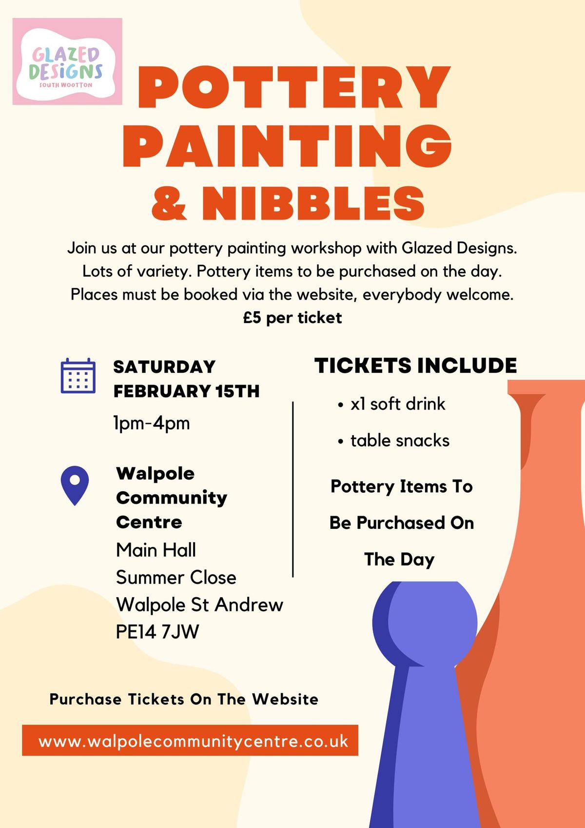 Pottery Painting & Nibbles, everybody welcome