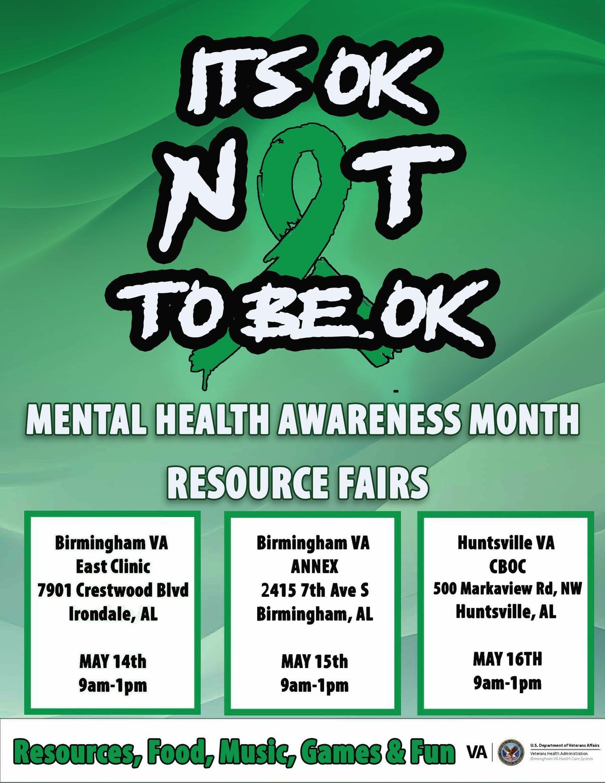 Birmingham VA East Clinic Mental Health Awareness Month Resource Fair
