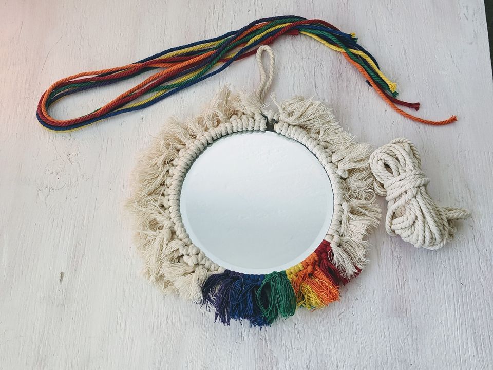 Macrame Fringe Mirror