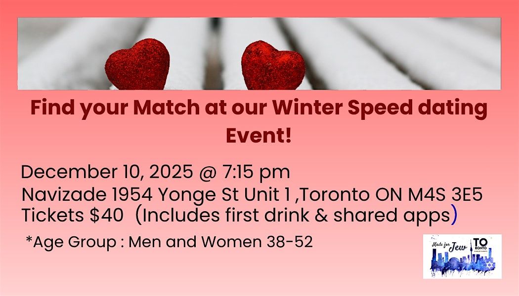 Made for Jew TO's Find a Match for the Fall Speed dating Ages 38-52!
