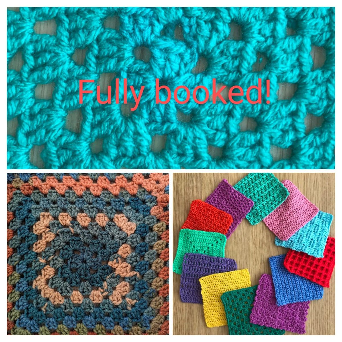 fully booked! Beginners Crochet Workshop - traditional granny squares \ud83d\ude06