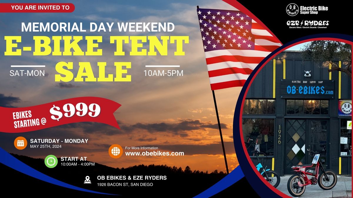 3 Day e-Bike Tent Sale Memorial Weekend