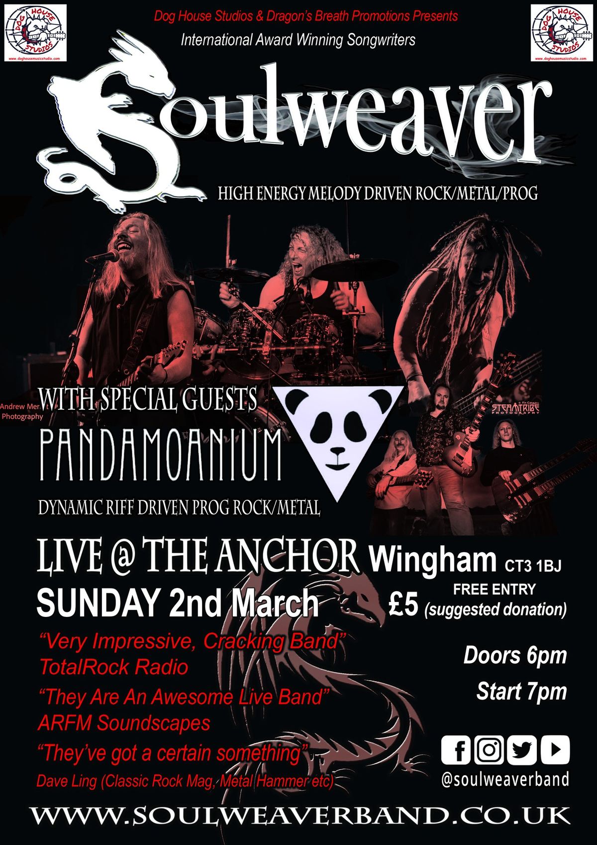 Soulweaver + Pandamoanium Live @ The Anchor, Wingham.  CT3 1BJ.