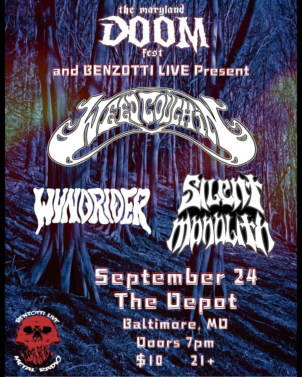 MDDF and Benzotti Live Present: WyndRider, W**d Coughin, Silent Monolith at TheDepot Baltimore