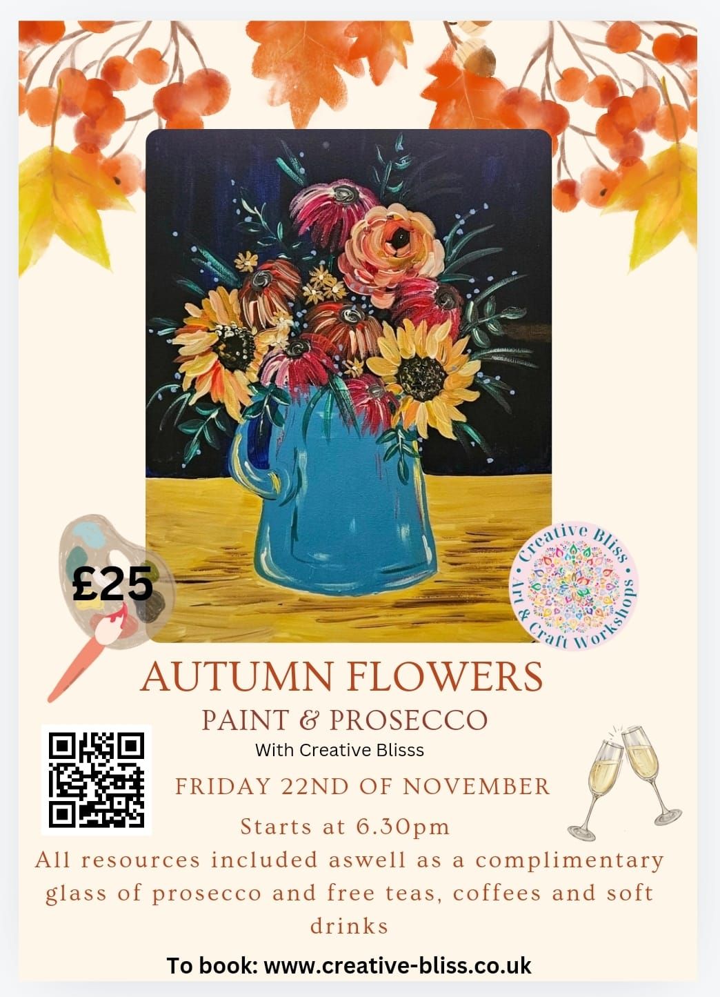 Batheaston- Autumn Flowers Paint and Prosecco Event