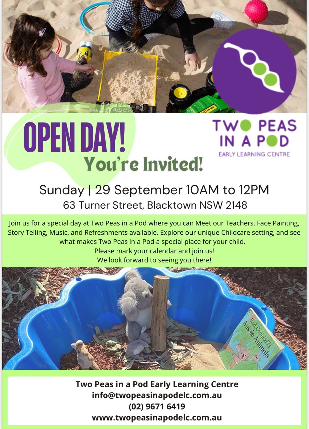 Open Day - Two Peas In A Pod Early Learning Centre Blacktown