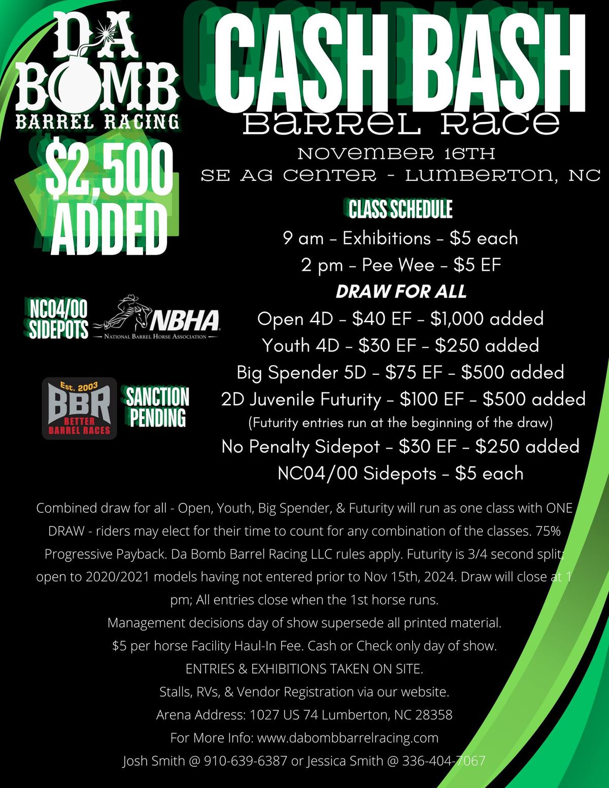 $2,500 added Cash Bash Barrel Race