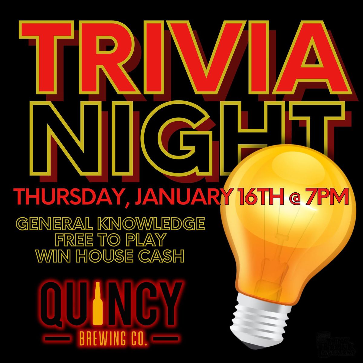 General Knowledge Trivia Night @ Quincy Brewing Company (Quincy, IL) \/ Thursday, January 16th @ 7pm