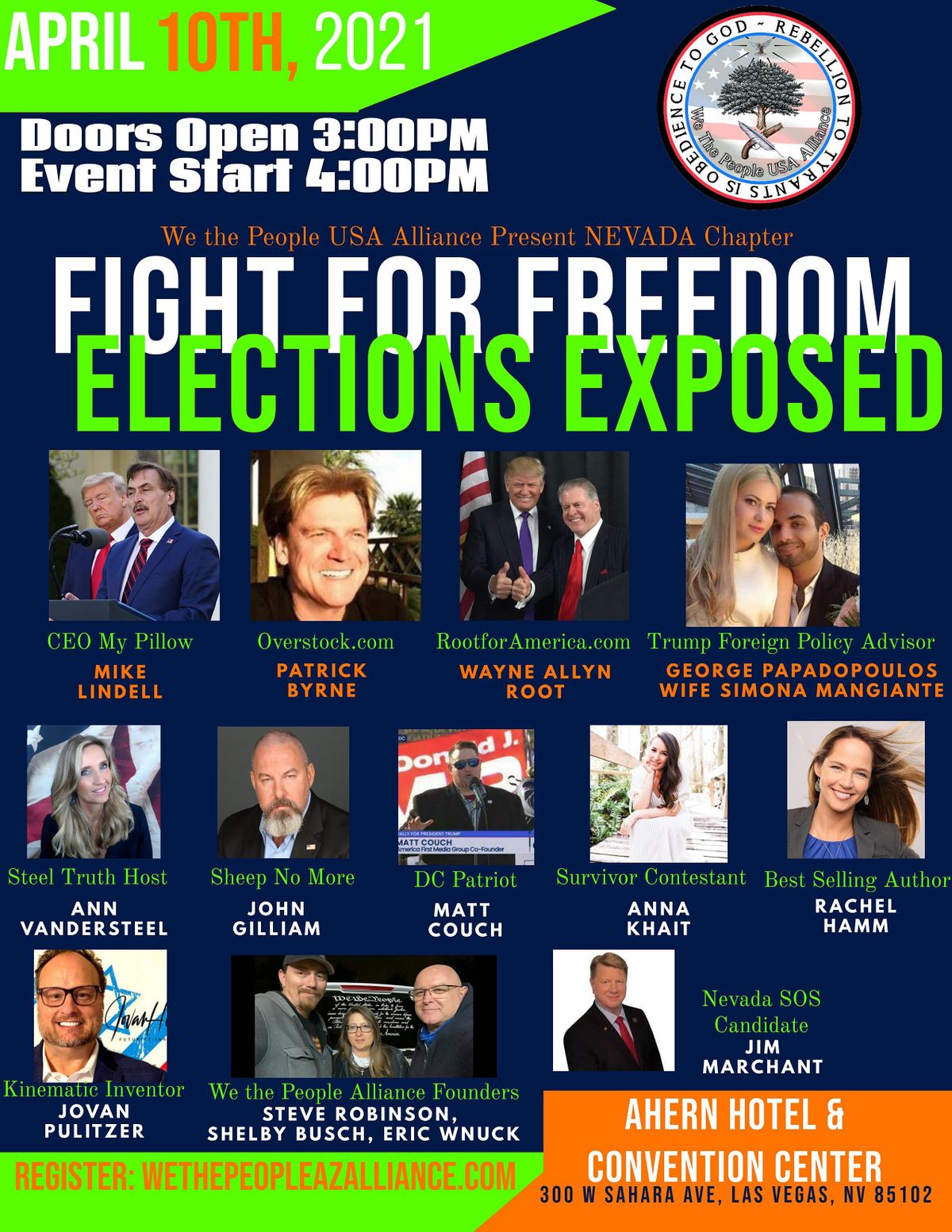 Fight for Our Freedoms- An Election Exposed, Ahern Hotel and Convention ...