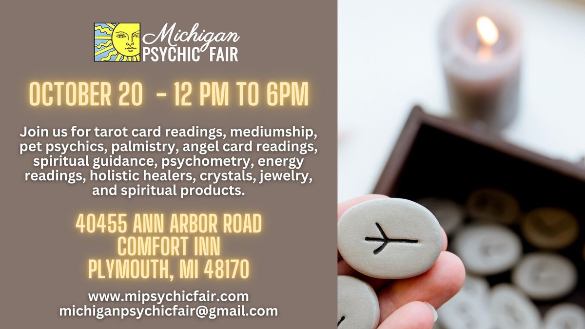 Michigan Psychic Fair October 20, 2024, Plymouth, MI