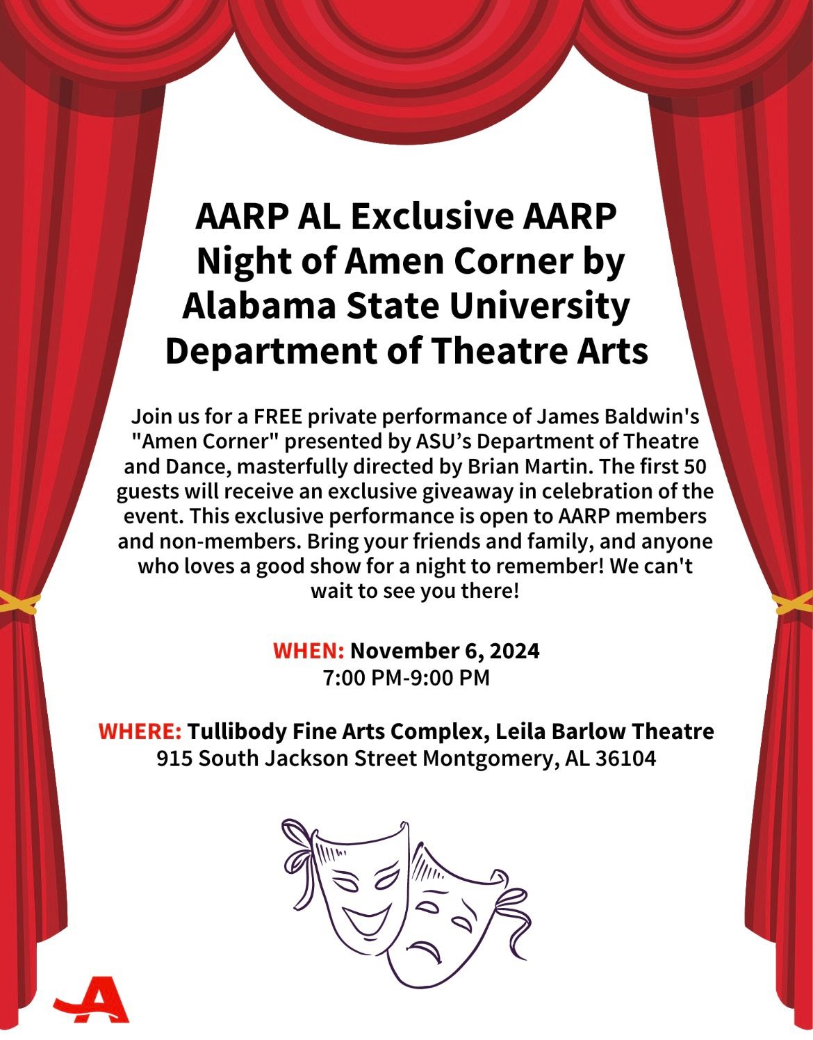 AARP AL Exclusive AARP Night of Amen Corner by Alabama State University Department of Theatre Arts Montgomery, AL 11\/6\/24